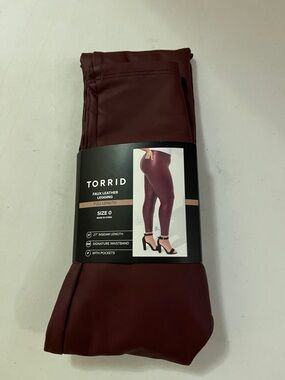 torrid Faux Leather Leggings — Deep Merlot. Size 0 (large)